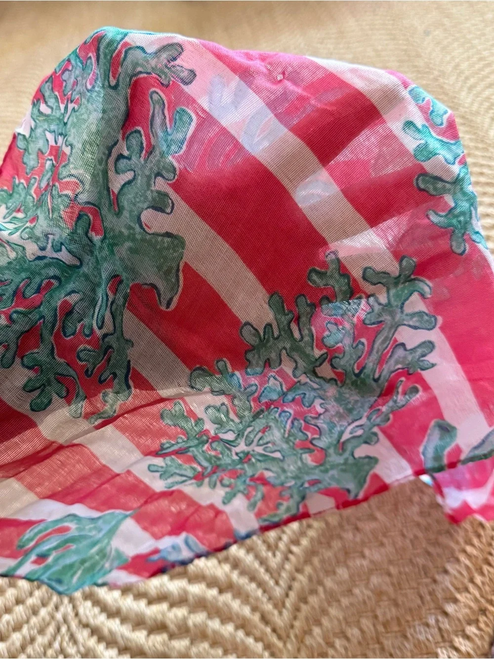 Lightweight Women's Striped & Coral Scarves - Pink Blue Navy Teal Set of 2